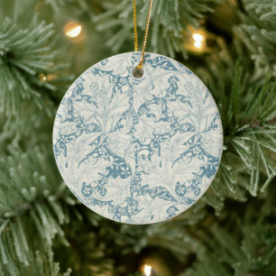 William Morris Wallflower Blue Damask Keramik Ornament