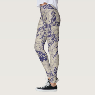 William Morris Wallflower Blue Damask Leggings