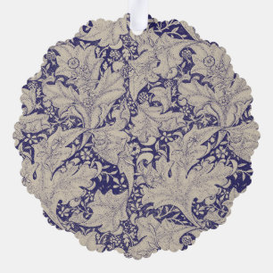 William Morris Wallflower Blue Damask Ornament Karte