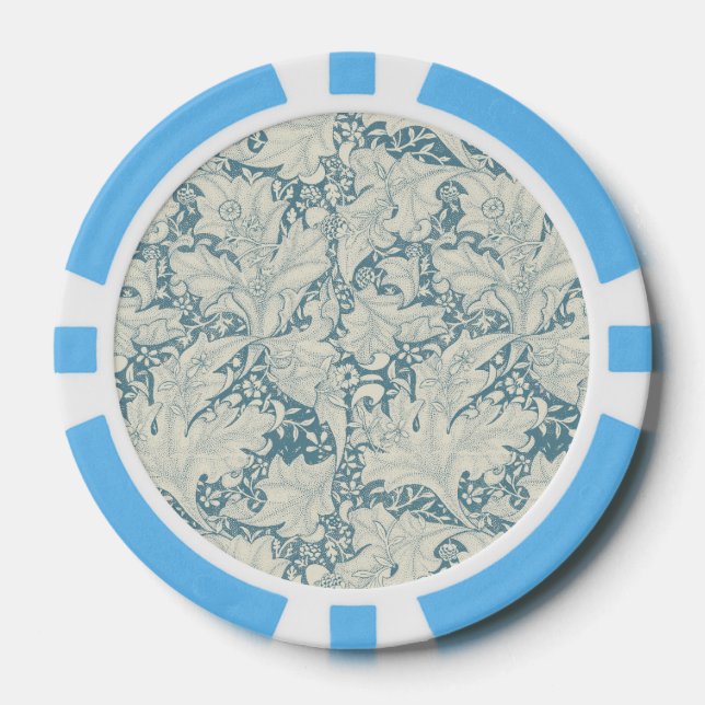 William Morris Wallflower Blue Damask Pokerchips (Vorderseite)