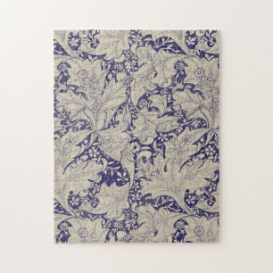 William Morris Wallflower Blue Damask Puzzle