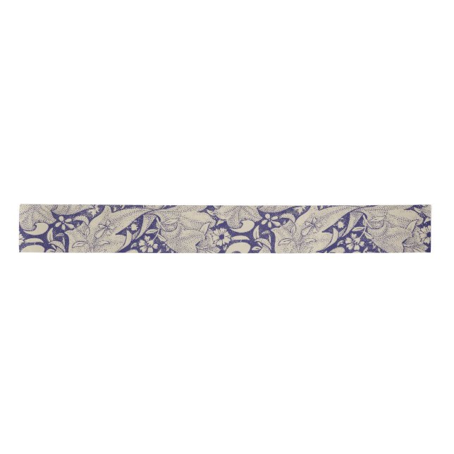 William Morris Wallflower Blue Damask Satinband (Vorderseite)