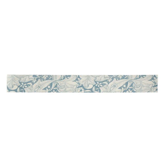 William Morris Wallflower Blue Damask Satinband (Vorderseite)