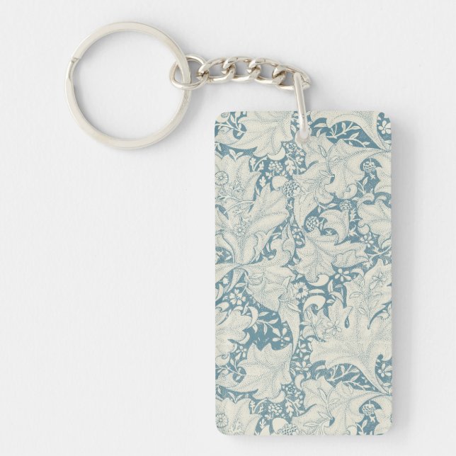William Morris Wallflower Blue Damask Schlüsselanhänger (Vorderseite)