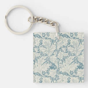 William Morris Wallflower Blue Damask Schlüsselanhänger