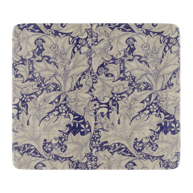 William Morris Wallflower Blue Damask Schneidebrett (Vorderseite)