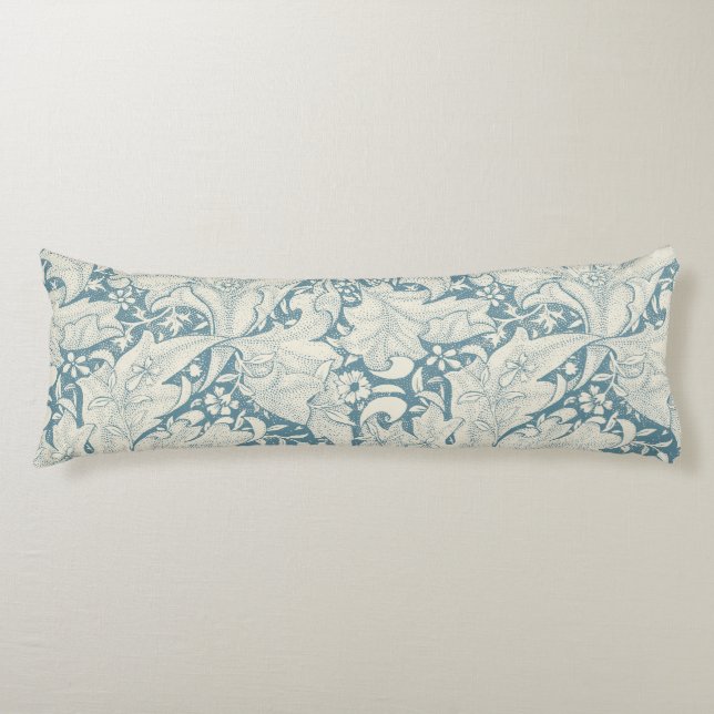 William Morris Wallflower Blue Damask Seitenschläferkissen (Vorderseite)