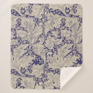 William Morris Wallflower Blue Damask Sherpadecke