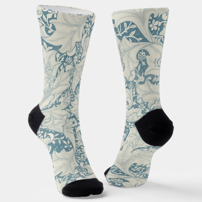 William Morris Wallflower Blue Damask Socken (Gewinkelt)