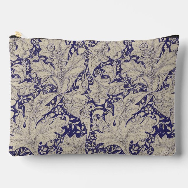 William Morris Wallflower Blue Damask Zubehörtasche (Vorderseite)