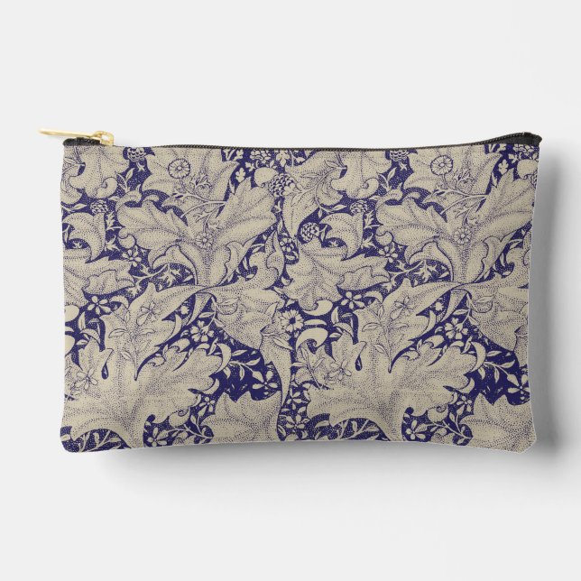 William Morris Wallflower Blue Damask Zubehörtasche (Vorderseite)