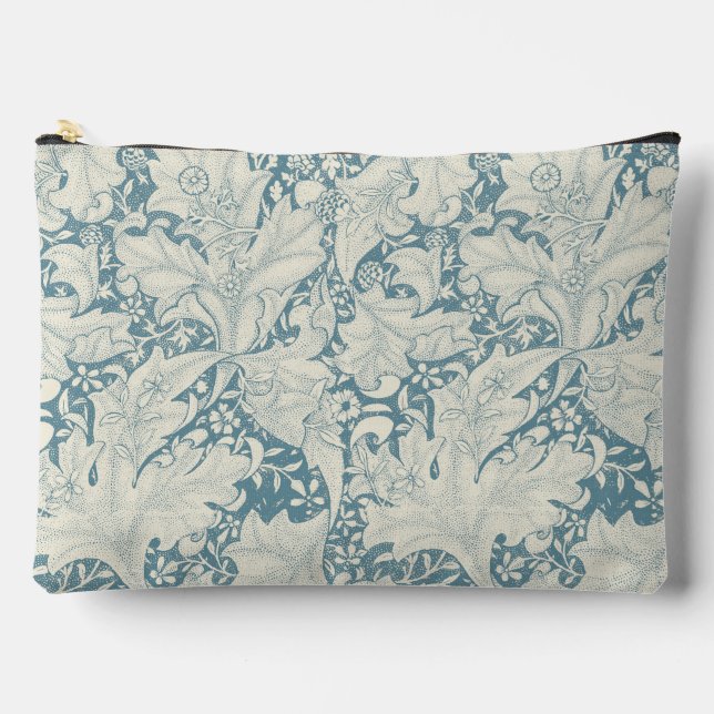 William Morris Wallflower Blue Damask Zubehörtasche (Vorderseite)