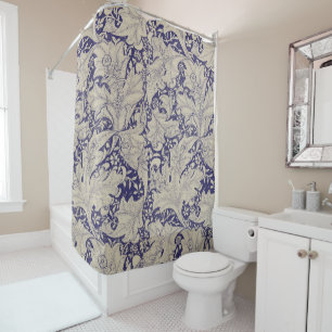 William Morris Wallflower Muster Antik Blau Duschvorhang