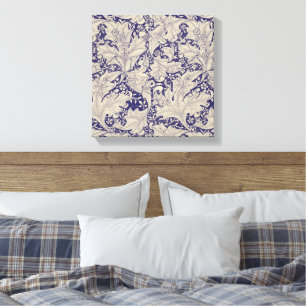 William Morris Wallflower Muster Antique Blau Leinwanddruck