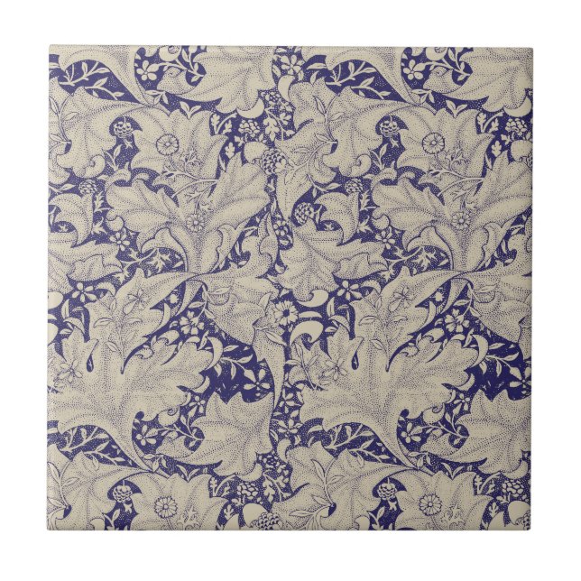 William Morris Wallflower Muster Antiques Blau Fliese (Vorderseite)