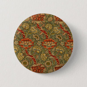 William Morris Wandle English Floral Damask Design Button