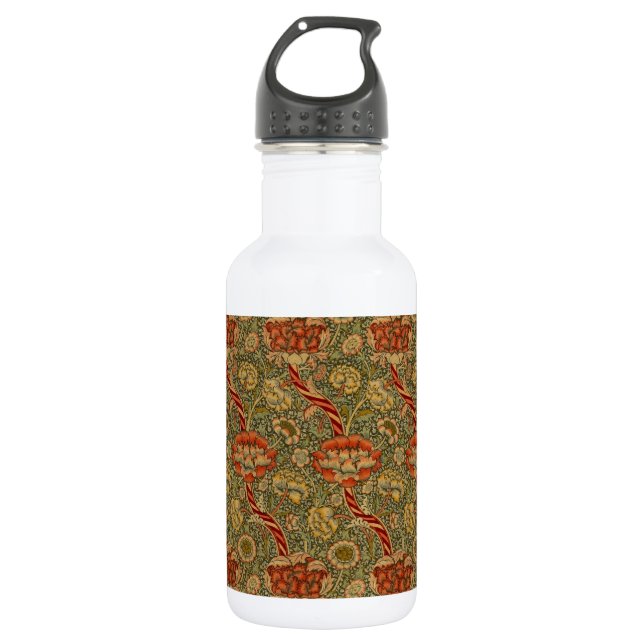 William Morris Wandle English Floral Damask Design Edelstahlflasche (Vorderseite)