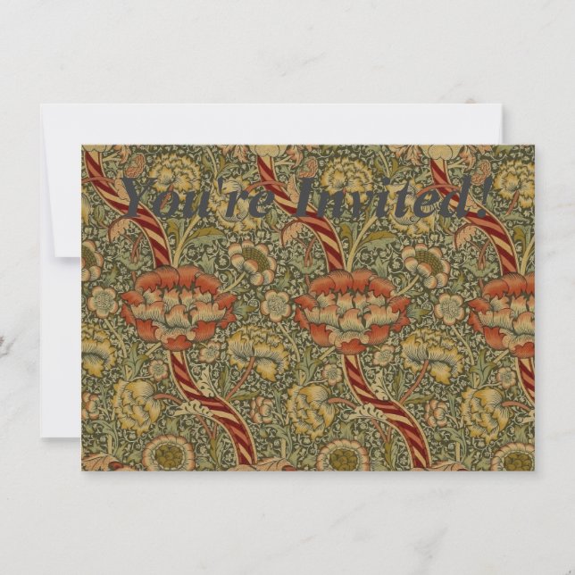 William Morris Wandle English Floral Damask Design Einladung (Vorderseite)