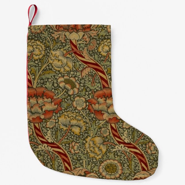 William Morris Wandle English Floral Damask Design Kleiner Weihnachtsstrumpf (Vorderseite)