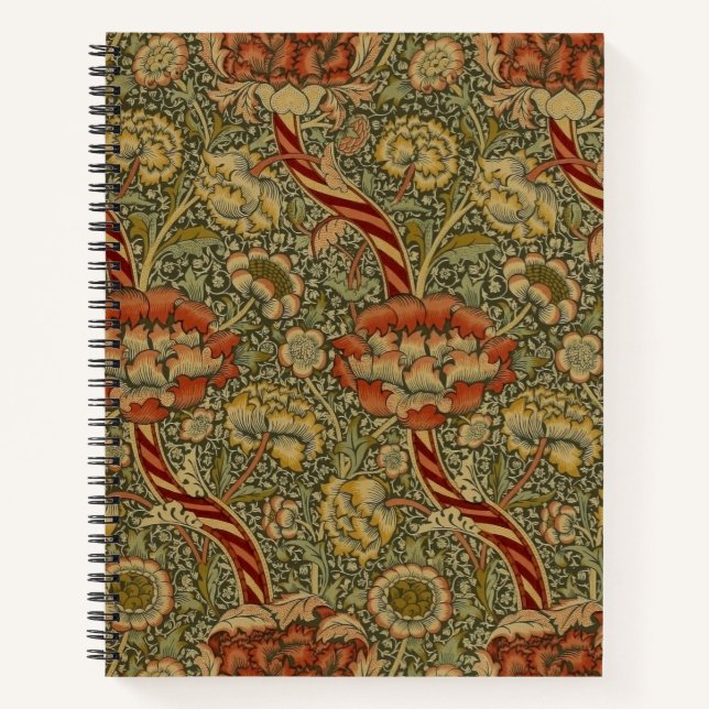 William Morris Wandle English Floral Damask Design Notizbuch (Vorderseite)