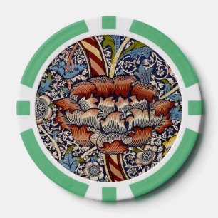 William Morris Wandle English Floral Damask Design Pokerchips