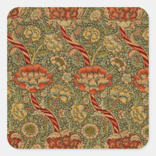 William Morris Wandle English Floral Damask Design Quadratischer Aufkleber