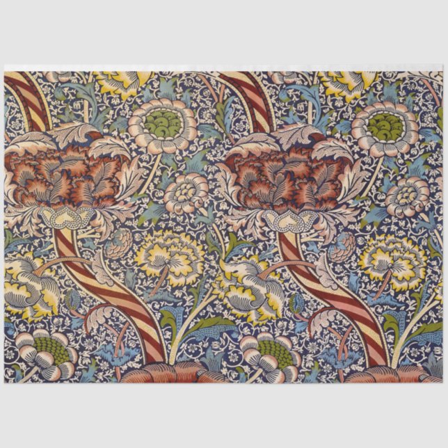 William Morris Wandle English Floral Damask Design Seidenpapier (Vorderseite)