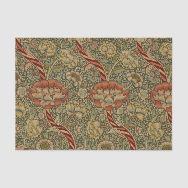 William Morris Wandle English Floral Damask Design Seidenpapier (Vorderseite)