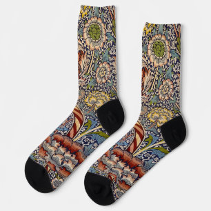 William Morris Wandle English Floral Damask Design Socken