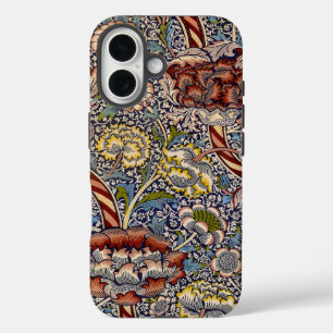 William Morris Wandle Navy Blaues Blumenkunstwerk iPhone 16 Hülle
