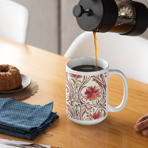 William Morris Watercolor Gold Red Brown Ivory Kaffeetasse