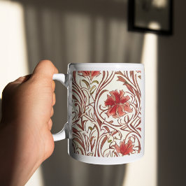 William Morris Watercolor Gold Red Brown Ivory Kaffeetasse