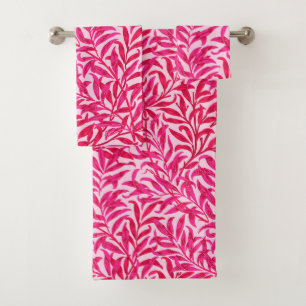 William Morris-Weide-Ast, Fuchsien-Rosa Badhandtuch Set