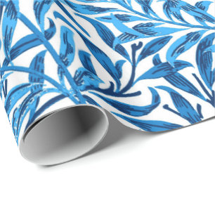 William Morris-Weide-Ast, Kobalt-Blau u. Weiß Geschenkpapier
