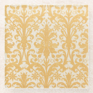 William Morris Weide & Gold Damast Luxus Glasuntersetzer