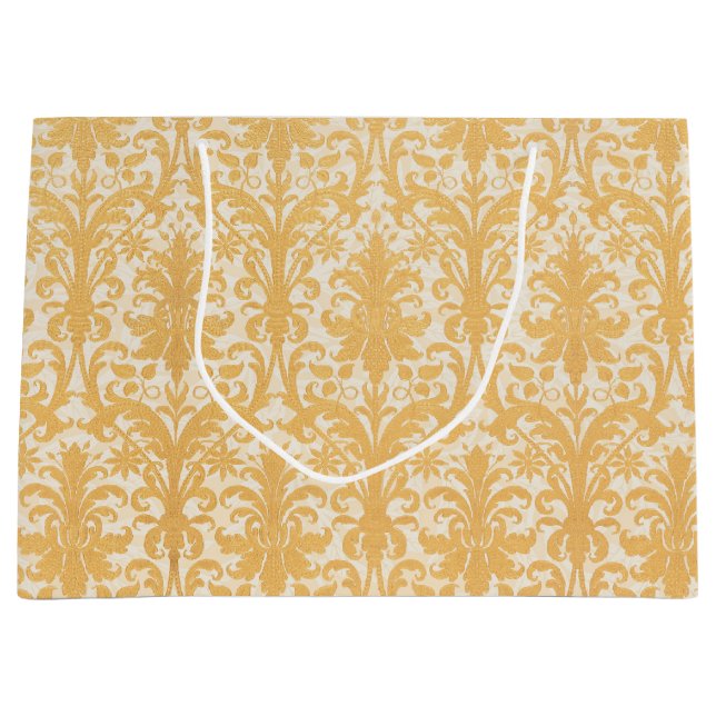 William Morris Weide & Gold Damast Luxus Große Geschenktüte (Vorderseite)