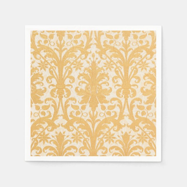 William Morris Weide & Gold Damast Luxus Serviette (Vorderseite)