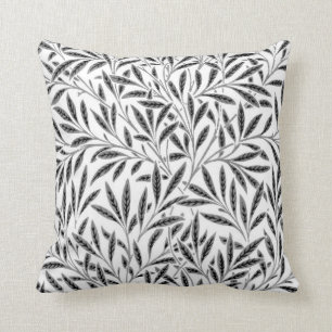 William Morris-Weide-Muster, Graues/Grau u. Weiß Kissen