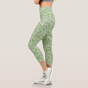 William Morris Weidenblüten Klassisches Grün Capri Leggings