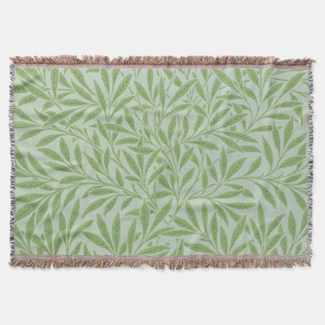 William Morris Weidenblüten Klassisches Grün Decke (Vorderseite)