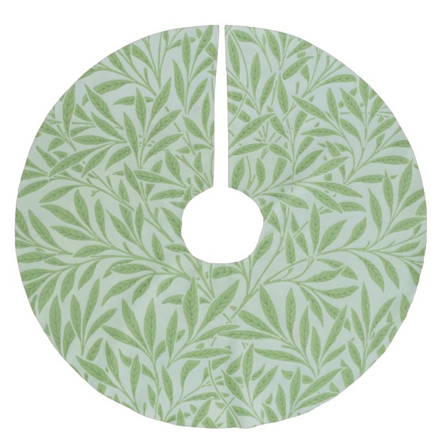 William Morris Weidenblüten Klassisches Grün Polyester Weihnachtsbaumdecke (Vorderseite)