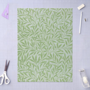 William Morris Weidenblüten Klassisches Grün Seidenpapier