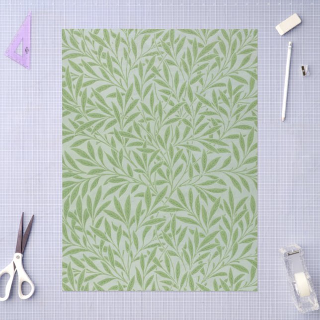William Morris Weidenblüten Klassisches Grün Seidenpapier (Basteln)