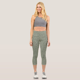 William Morris Weidenmuster Antik Hellgrün Capri Leggings