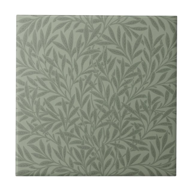William Morris Weidenmuster Antik Hellgrün Fliese (Vorderseite)