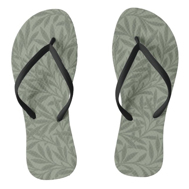 William Morris Weidenmuster Antik Hellgrün Flip Flops (Fußbett)