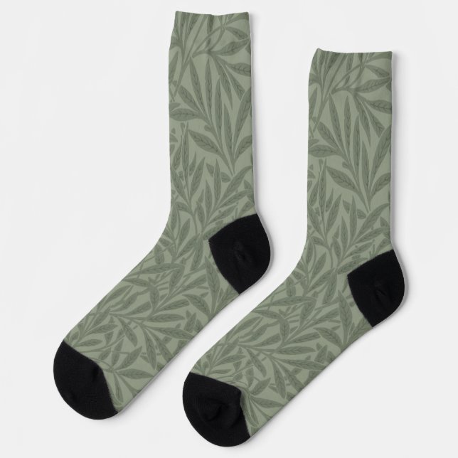 William Morris Weidenmuster Antik Hellgrün Socken (Linkes Detail)