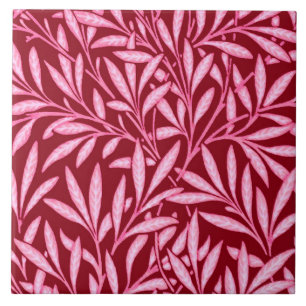 William Morris Weidenmuster, Burgund und Rosa Fliese