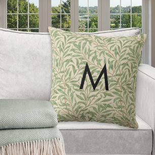 William Morris Weidenzweig-Muster-Monogramm Kissen