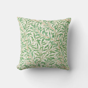 William Morris. Weidenzweig. Vintage Grün Kissen